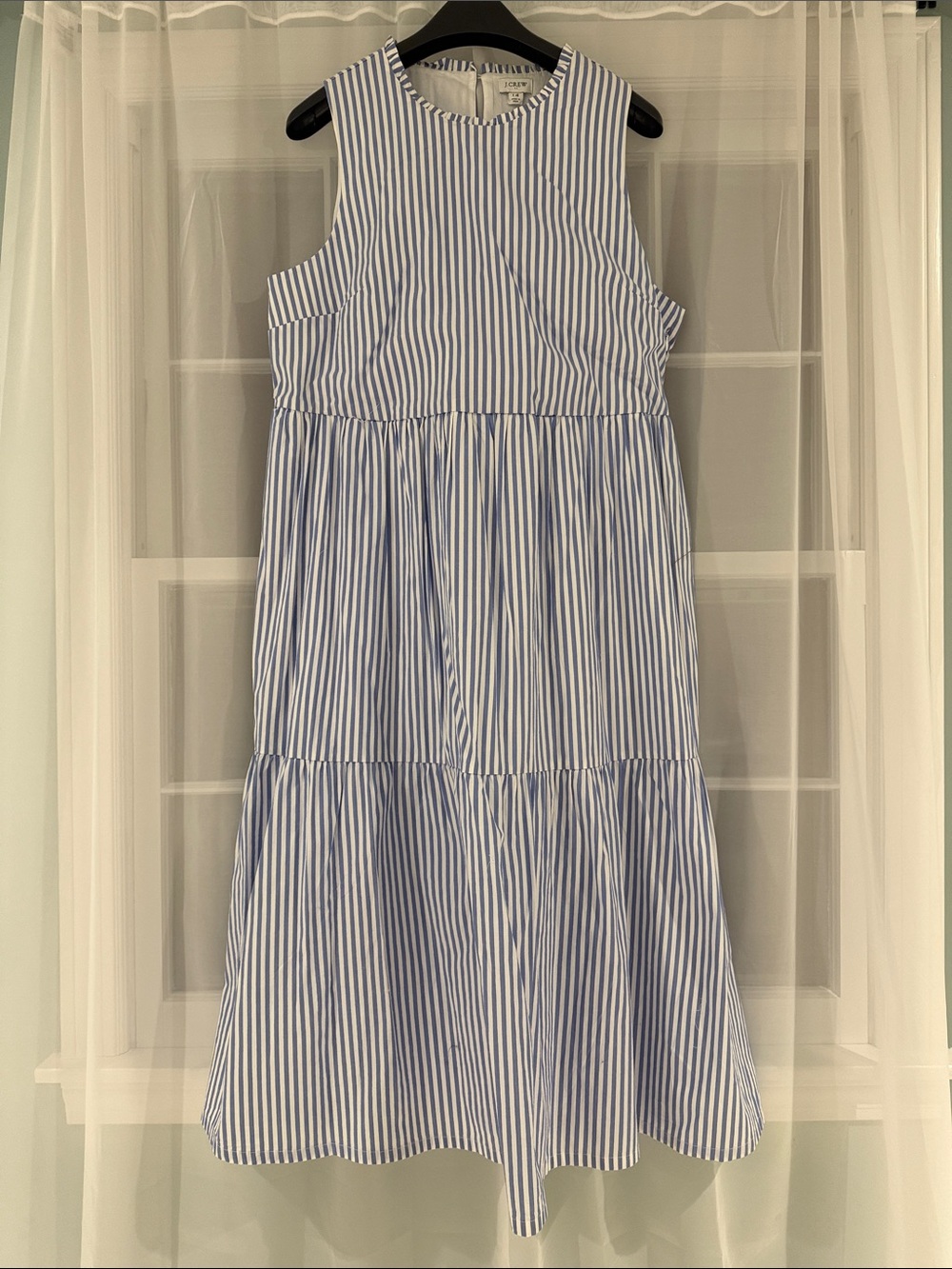 J. Crew Factory Blue and White Striped Tiered Dress - NEW WITH TAGS